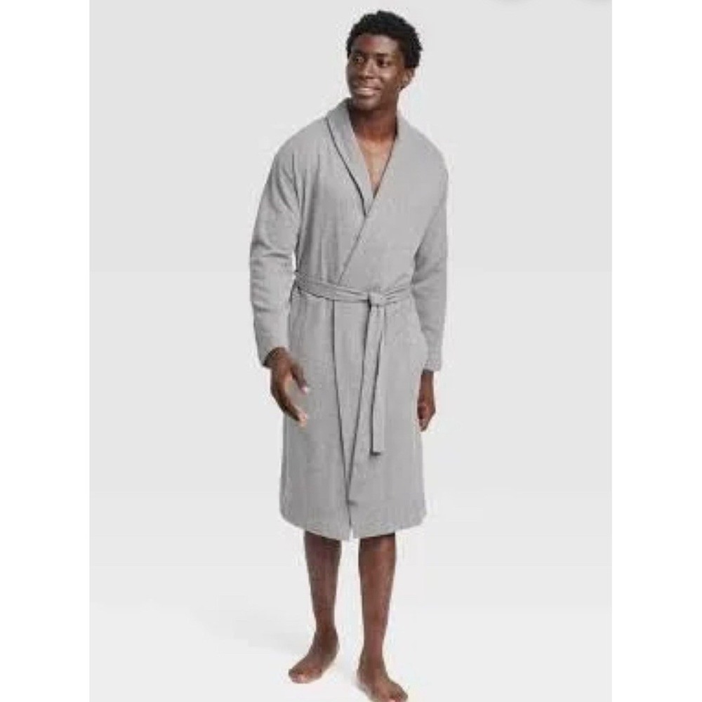 NWT‎ Size S/M Men's Grey Knit Robe- Goodfellow & Co $30 Msrp